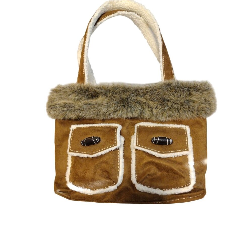 Bath and Body Works Tote with Faux Saude With Sherpa Handles and Fur